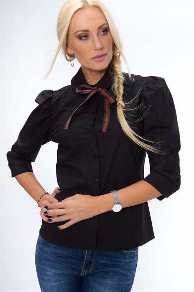 Omuzları Büzgülü Kadın Gömlek