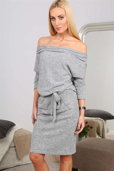 Şal Yaka Midi Elbise