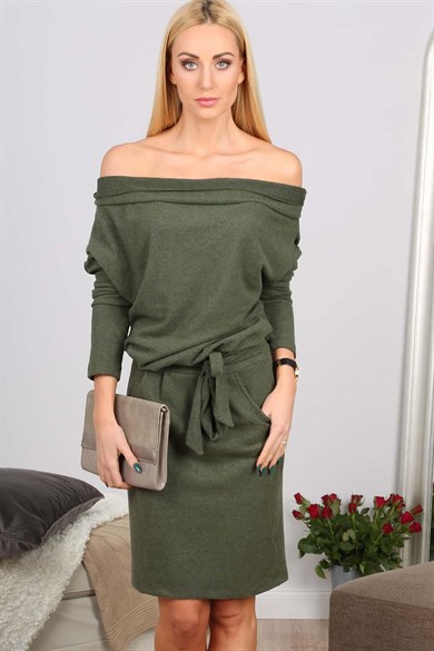 Şal Yaka Midi Elbise