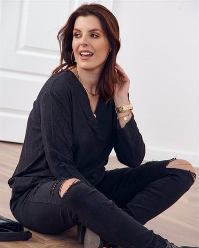 V Yaka Büyük Beden Kadın Bluz