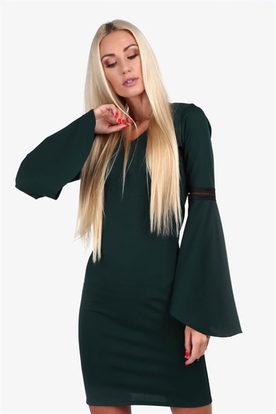 V Yaka İspanyol Kol Mini Elbise