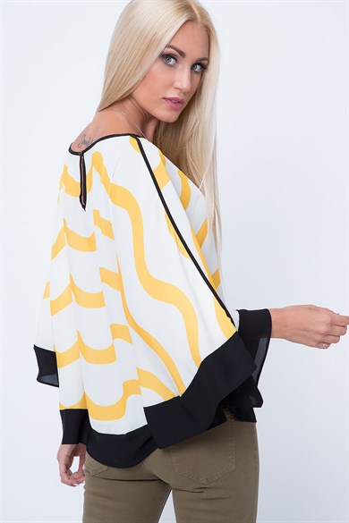 Yarasa Kol Çizgili Bluz