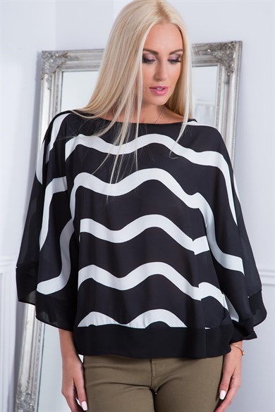 Yarasa Kol Çizgili Bluz