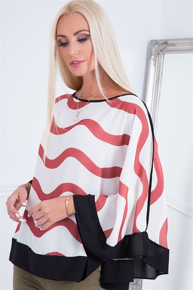 Yarasa Kol Çizgili Bluz
