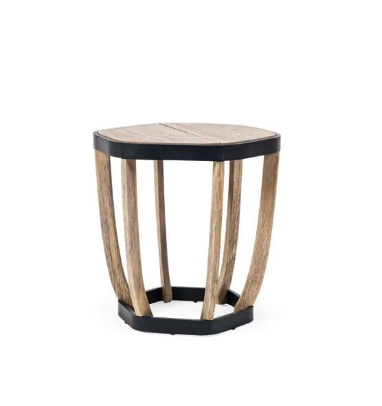 Swing Yan Sehpa - Pickled Teak/ Alu. Black Sepia- 47x50x50h (ETH-SWTB0548)