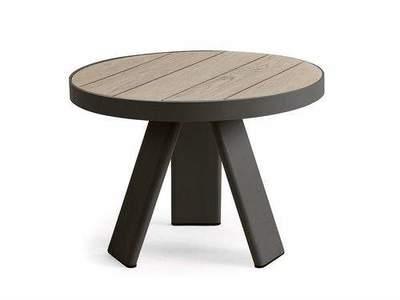 Esedra Yan Sehpa - Alüminyum: Dark Grey - Tabla: Pickled Teak - D56X40H (ETH-ESTTBAGD0)