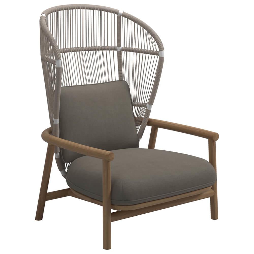 Fern Tekli Koltuk - Yüksek Sırtlı - White Dune / Natural Teak- Kumaş: Fife Vesterhav Sand (B Cat.) -