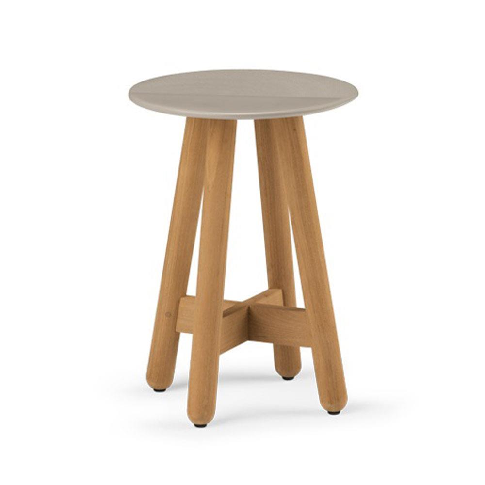 Mbrace Yan Sehpa – Top: 308 Taupe Ceramic /Teak - D35 H50.5 cm