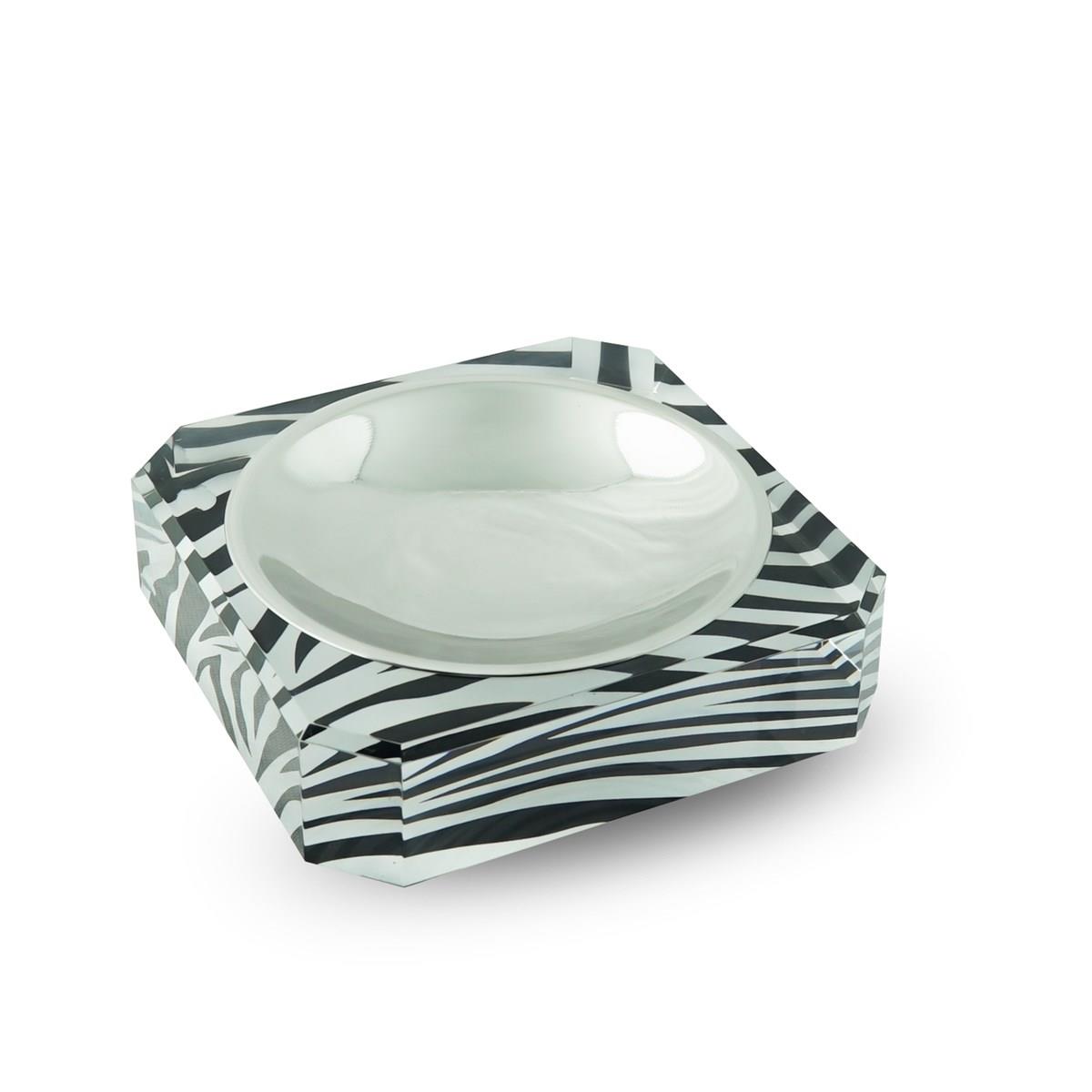 Pleksi Kare Tabak Zebra 13cm