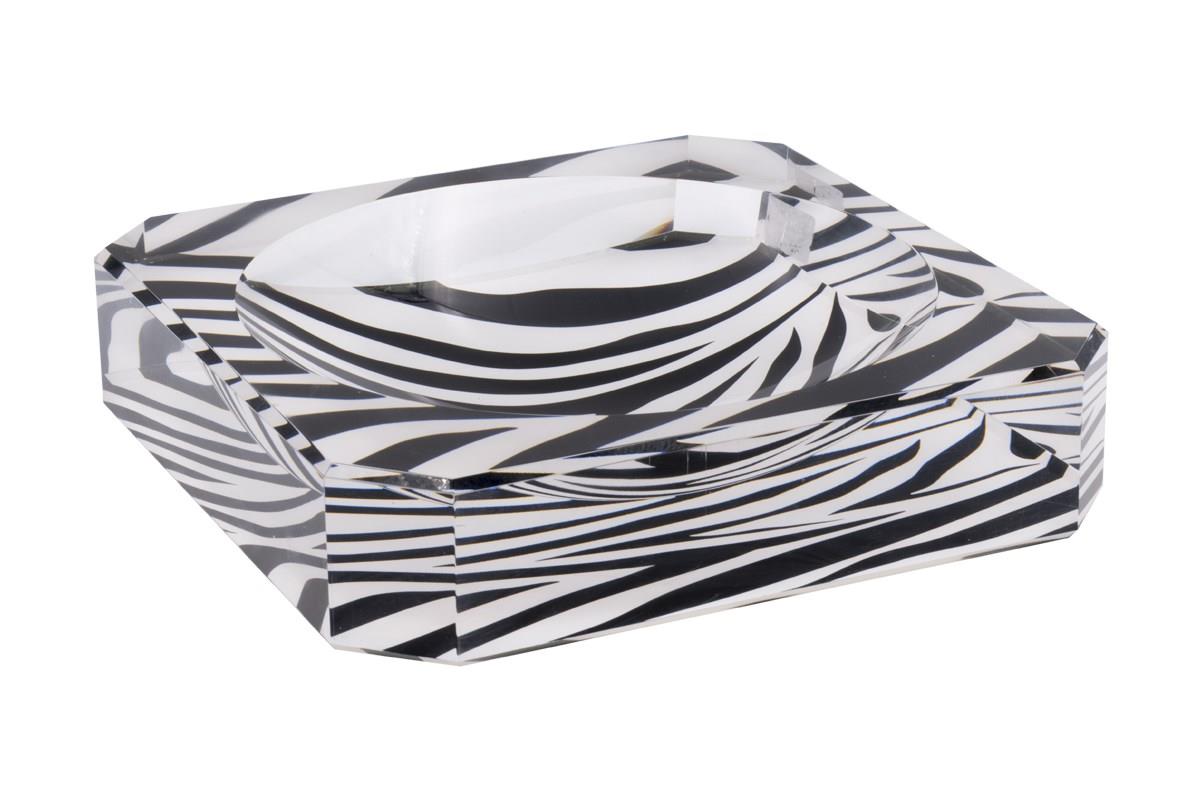 Pleksi Kare Tabak Zebra 23cm