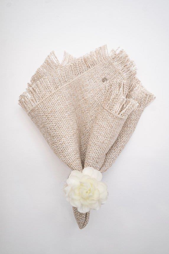Pompom Peçete Açık aNaturel- Copper Kafe 45*45CM