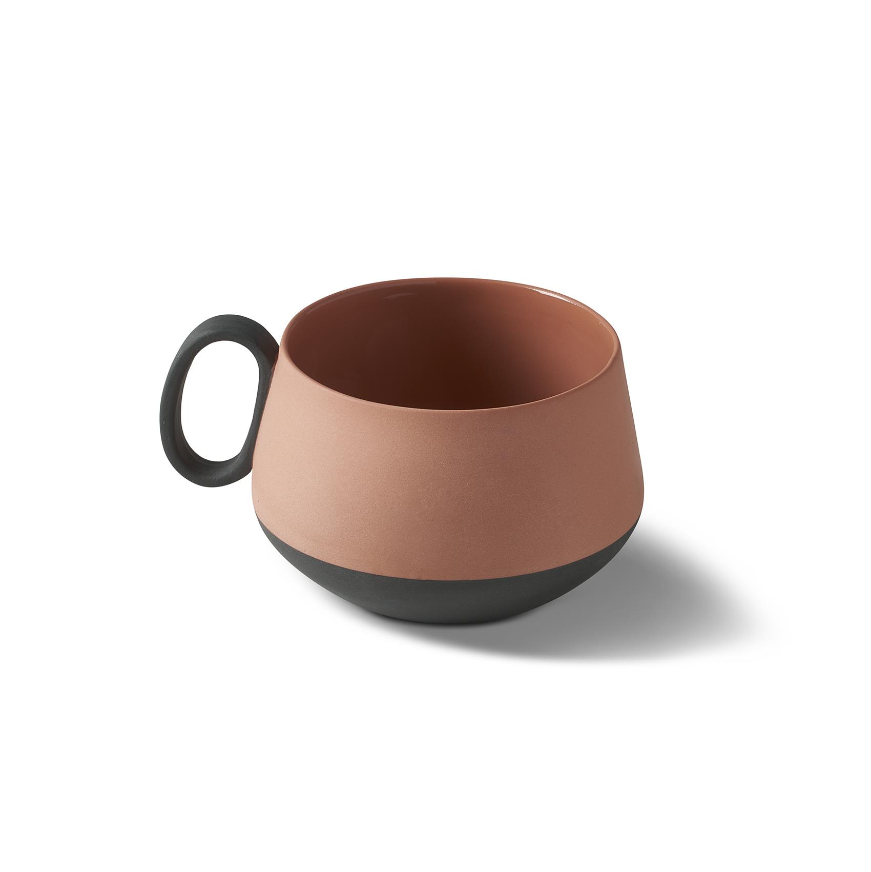 Tube Çay Fincanı Siyah&Mercan Parlak