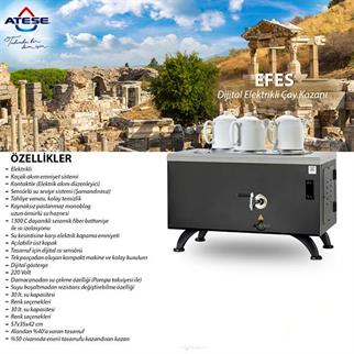 Ateşe EDE3 Efes Çay Kazanı, Akıllı, Dijital, Elektrikli, 3 Demlik, Statik