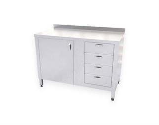 Çalışma Tezgahı Dolaplı Dört Çekmeceli, Inox 430, 120x60x85 Cm