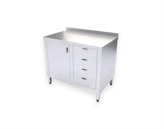 Çalışma Tezgahı Dolaplı Dört Çekmeceli, Inox 430, 100x60x85 Cm