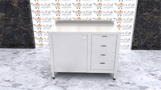 Çalışma Tezgahı Dolaplı Dört Çekmeceli, Inox 430, 110x60x85 Cm