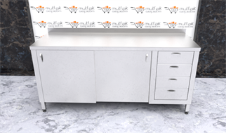 Çalışma Tezgahı Dolaplı Sürgü Kapaklı Dört Çekmeceli, Inox 430, 180x60x85 Cm