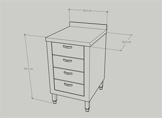 Çalışma Tezgahı Dört Çekmeceli, Inox 430, 50x60x85 Cm