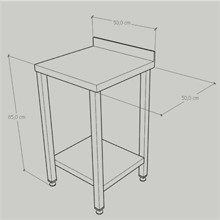Çalışma Tezgahı Taban Raflı, Inox 430, 50x50x85 Cm