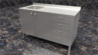 Çalışma Tezgahı Tek Evyeli, Dört Çekmeceli,  inox 430, 140x60x85