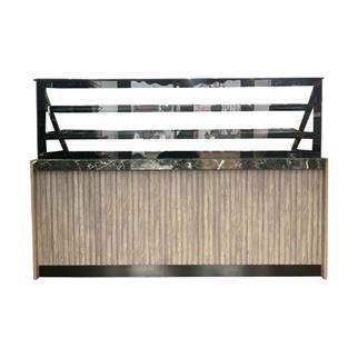 Ydg Vitrin Tip Börek Teşhir Tezgahı, Isıtmalı, Ahşap Dekor, 200x90x140 cm