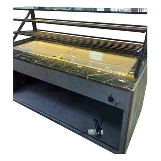 Ydg Vitrin Tip Börek Teşhir Tezgahı, Isıtmalı, Ahşap Dekor, 200x90x140 cm