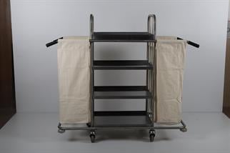 Ydg KT01-P Paslanmaz Kat Temizlik Arabası, İki Torbalı, 151x54x135 cm