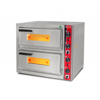 PO 6262 DE Çift Katlı Elektrikli Pizza Fırını - 4+4x30cm İtalyan Taşlı