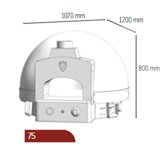 Venarro Leonar DYK-75-O, Taş Tabanlı Odunlu Pizza Fırını, 75x75 cm, Siyah