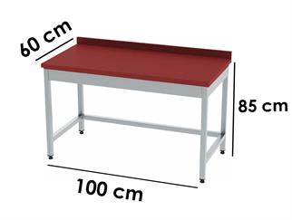 YDG1006085.P Ydg Polyemit Tezgah, Paslanmaz Ayak, 100x60, Kırmızı