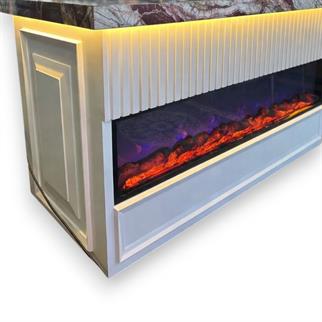 Lumina Oniks Işık Geçiren Mermerli Dekoratif Şömine Görselli Tezgah - Nötr 