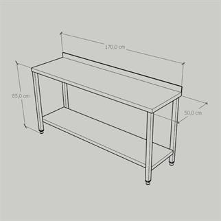 Çalışma Tezgahı Taban Raflı, Inox 430, 170x50x85 Cm