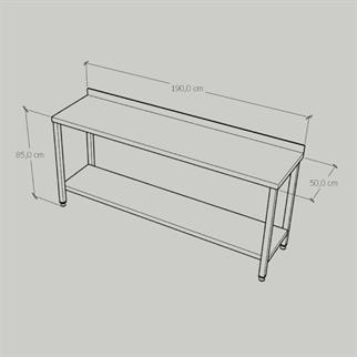 Çalışma Tezgahı Taban Raflı, Inox 430, 190x50x85 Cm