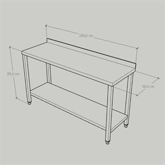 Çalışma Tezgahı Taban Raflı, Inox 430, 150x50x85 Cm