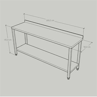 Çalışma Tezgahı Taban Raflı, Inox 430, 180x50x85 Cm