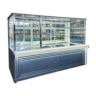 Ydg RODOS Vitrin Tipi Pasta ve İçecek Teşhir Dolabı, Çift Motorlu, Düz Cam, 200x90x135