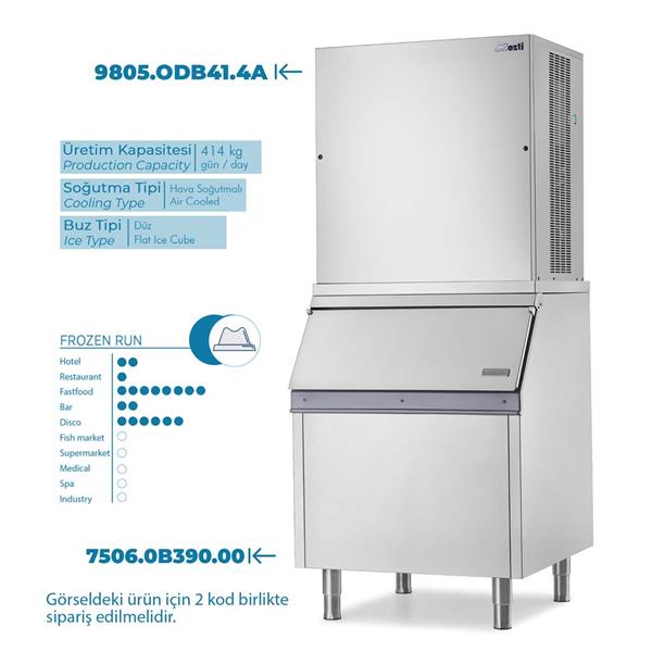 Öztiryakiler Buz Makinesi 414 Kg/Gün Kapasiteli ODB414A