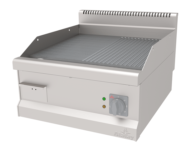 Atalay AEI-670-ND-CR Elektrikli Izgara, Nervürlü ve Düz, Krom Yüzey, 60x70x30