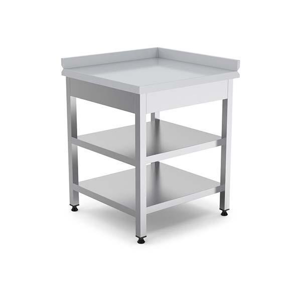 Empero EMP.KTTA.6060-L Köşe Tezgahı, Alt ve Ara Raflı, Sol, Inox 430, 60x60x85 cm