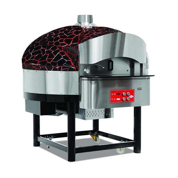 Empero EMP.SPO.02-BR Gazlı Döner Tabanlı Pizza Fırını, Ø 30 cm 9 Pizza, Siyah-Kırmızı