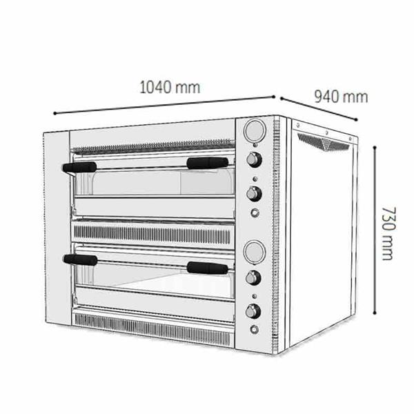 Venarro DYP-4+4S Pizza Fırını, Elektrikli, Çift Katlı, Ø 340 mm x 4+4