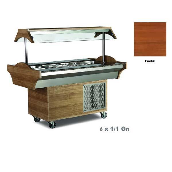 Empero EMP.SB.06.F Soğutmalı Salad Bar, Fındık Model, 6x1/1 Gn, 210x89 cm