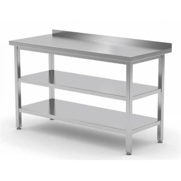 YDG Paslanmaz Çalışma Tezgahı, Taban ve Ara Raflı, Inox 430, 140x60x85