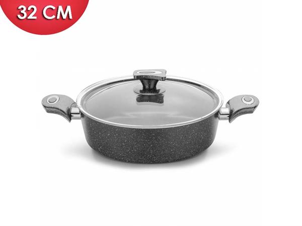 Ulutaş Granit Basık Tencere, 32 cm, GRN-BTN-015