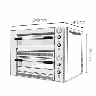 Venarro DYP-4+4S Pizza Fırını, Elektrikli, Çift Katlı, Ø 340 mm x 4+4