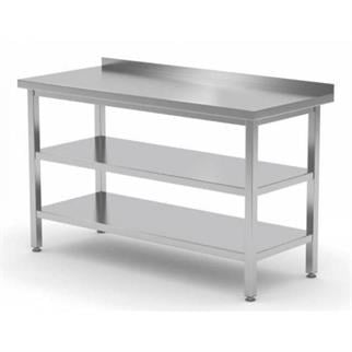 YDG Paslanmaz Çalışma Tezgahı, Taban ve Ara Raflı, Inox 430, 140x60x85
