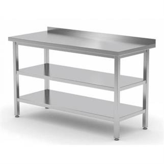YDG Paslanmaz Çalışma Tezgahı, Taban ve Ara Raflı, Inox 430, 140x60x85