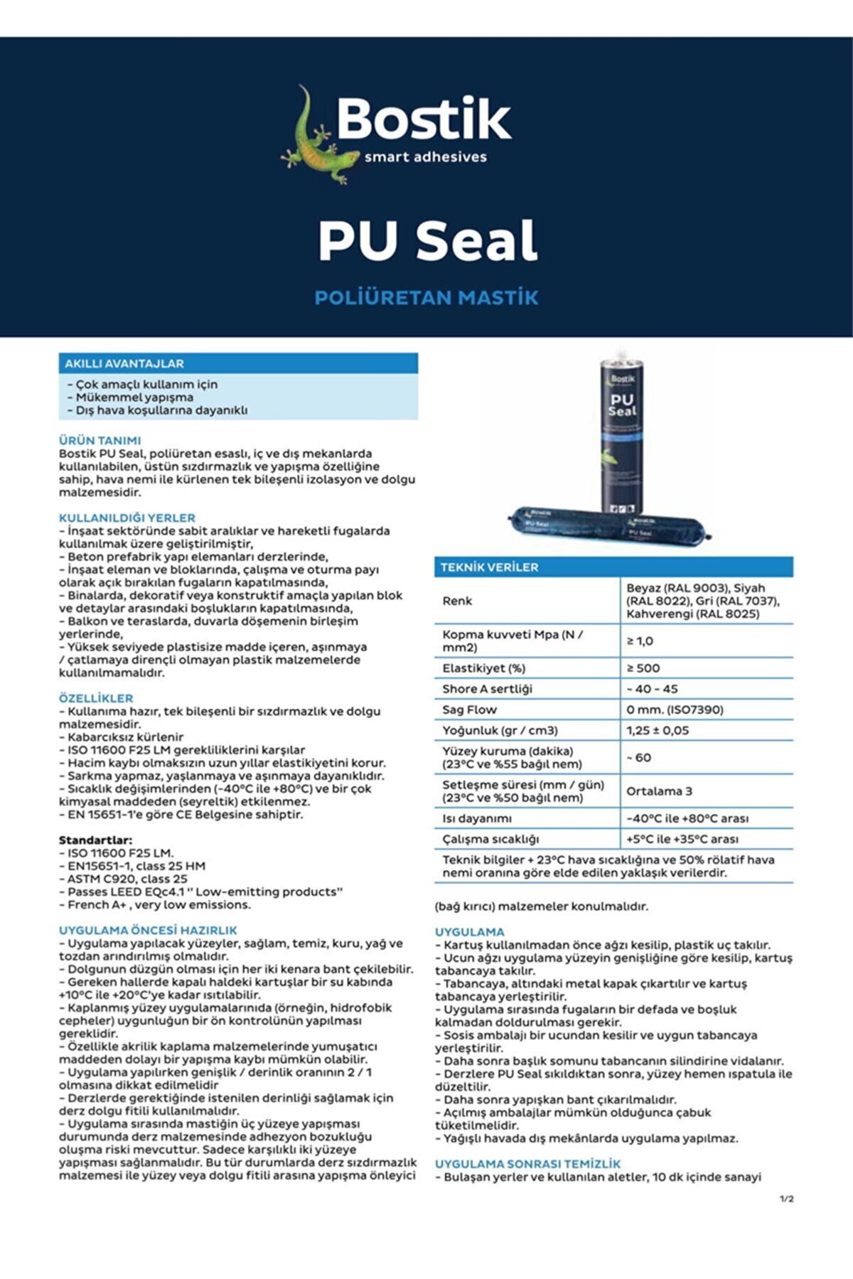 BOSTIK PU SEAL GRİ - 600ML