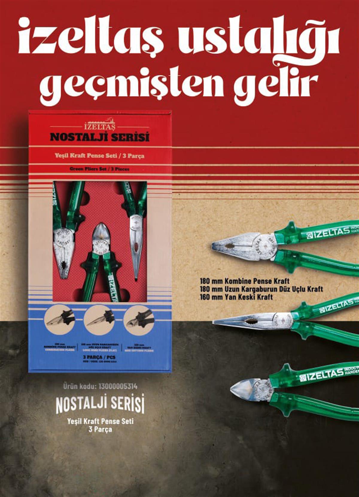 İzeltaş Nostalji Serisi Pense Seti 3LÜ 13000005314