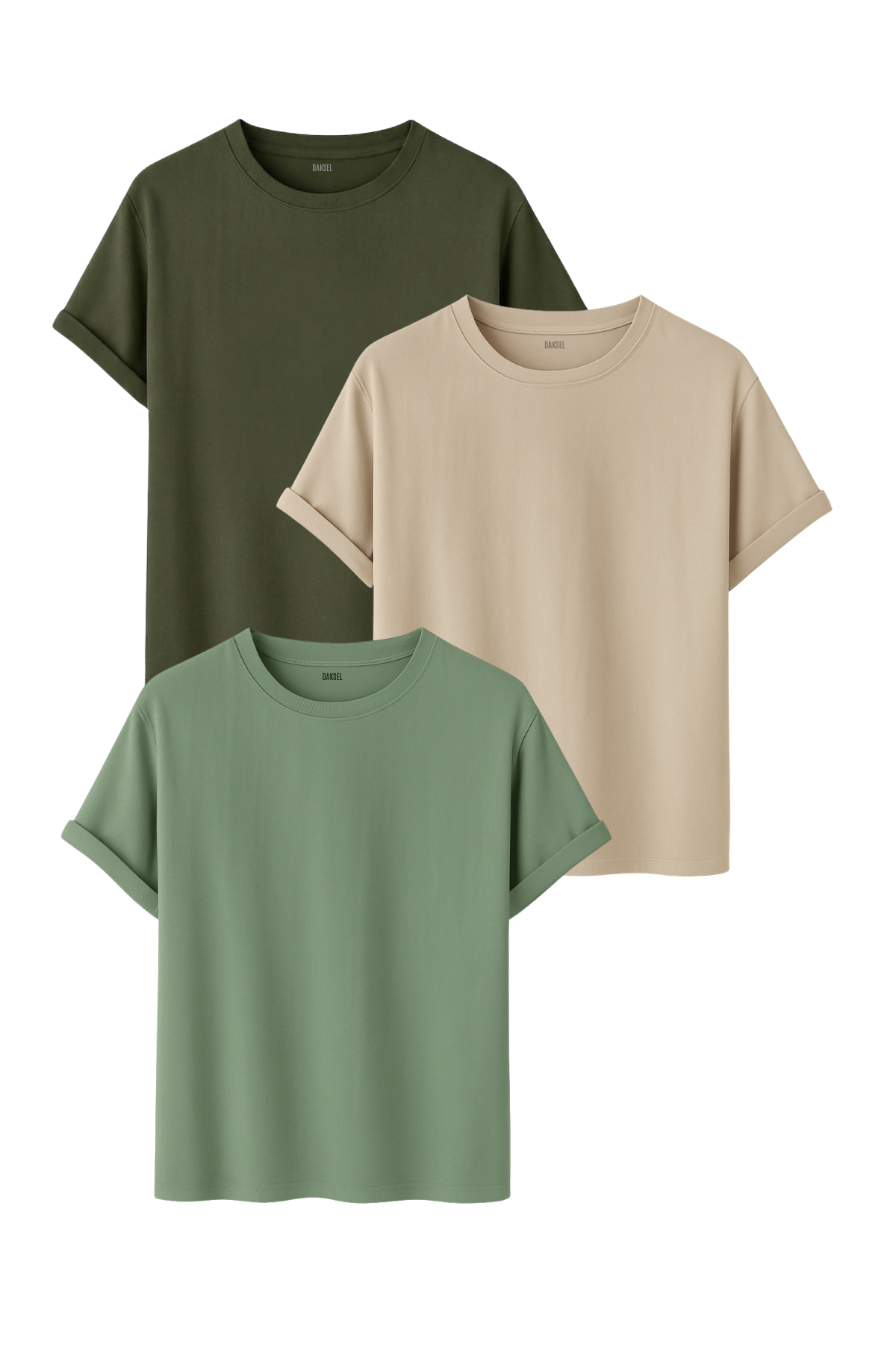 Premium 3'lü Basic Tişört Seti - %100 Pamuklu ve Standart Kalıp
